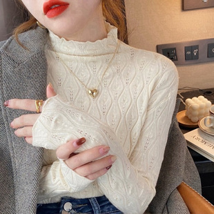 Women's Base Layer Autumn and Winter Half-High Collar Niche Knit Top 2024 Spring and Autumn New Stylish Versatile Inner Sweater