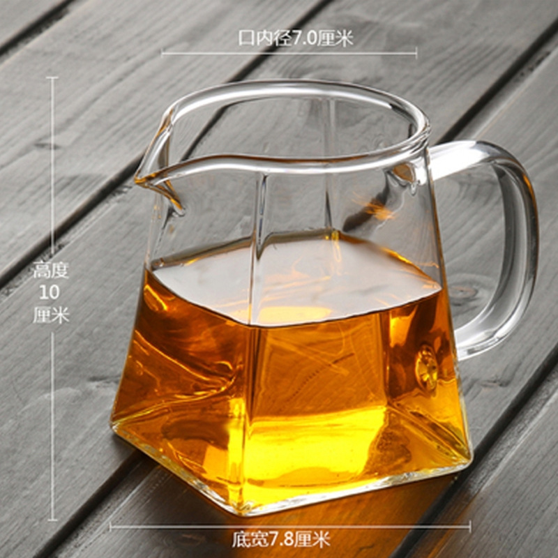 厂家批发四方公杯加厚耐热玻璃公道杯 玻璃茶杯功夫茶具四方公杯