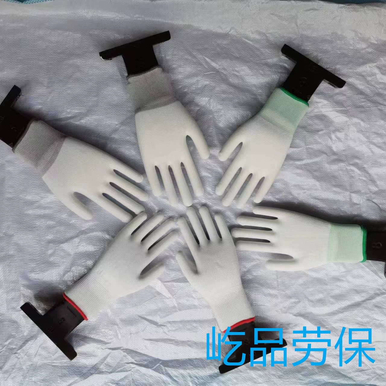 Пальмовые перчатки с полиуретановым покрытием Белые окунутые ладони с покрытием ладони 13-контактный полиэстер с полиуретановым покрытием, Нескользящие электронные