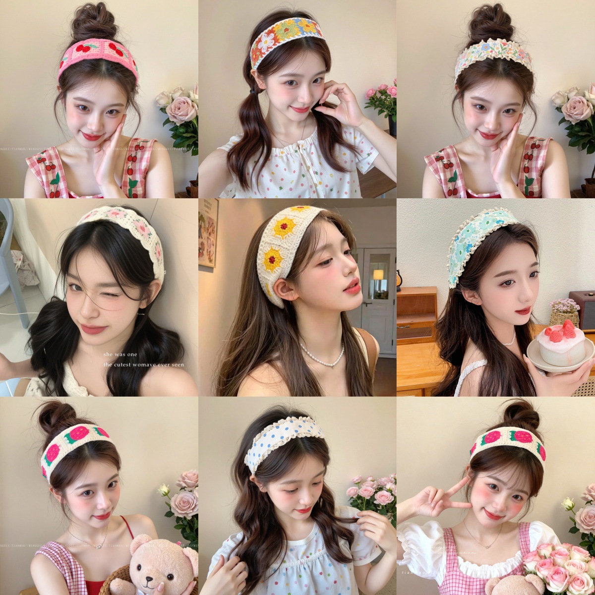 Sweet floral bangs stickers for girls, children's hair tidying magic stickers, fashionable floral headbands and hair accessories