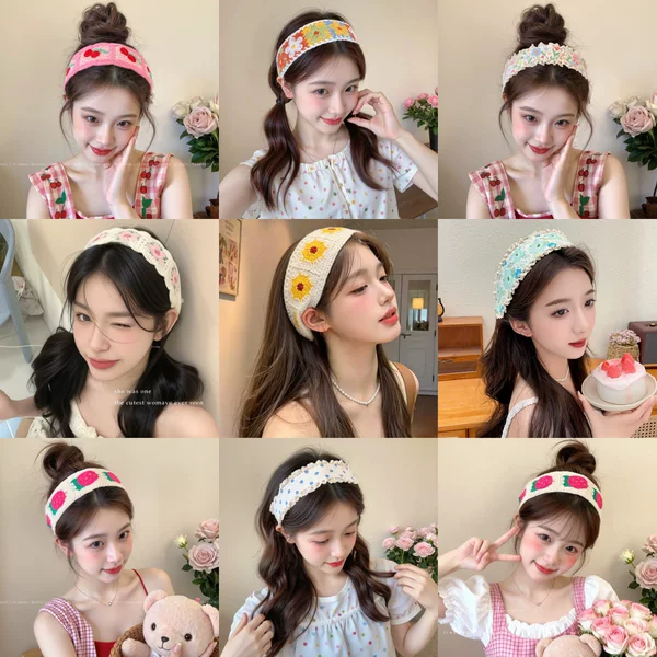 Sweet floral bangs stickers for girls, children's hair tidying magic stickers, fashionable floral headbands and hair accessories