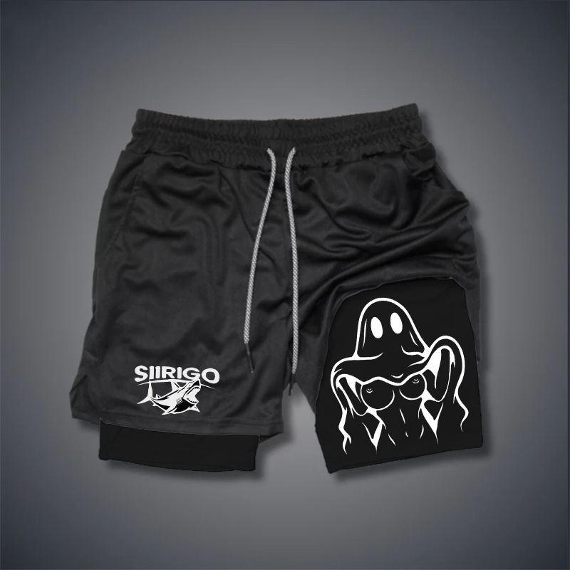 Cross-Border European and American Summer Sports Shorts Men's Quick-Drying Breathable Double-Layer Anti-Exposure Fake Two-Piece Fitness Running Shorts