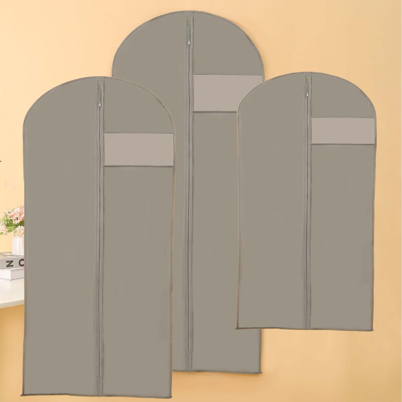 Amazon's Popular Gray Breathable Clothing Dust Cover Hanging Garment Bag Dust-Proof and Moisture-Proof Hanging Suit Hanging Garment Bag