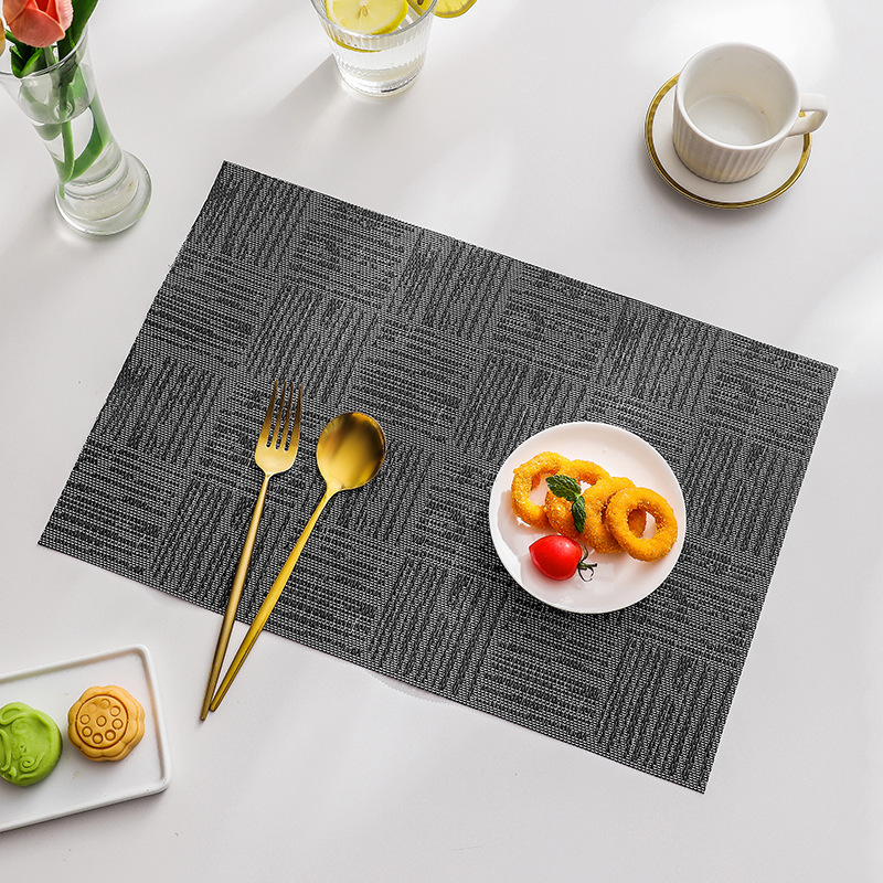 Nuevo transfronterizo Teslin placemat japonés placemat PVC jacquard Plaid impermeable aislamiento montaña estera de mesa lavable