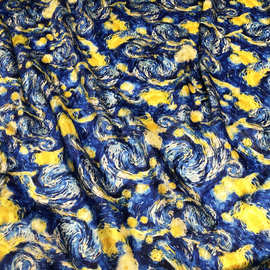新款人丝人棉提花面料 衬衫连衣裙DIY礼服梵高星空印花面料