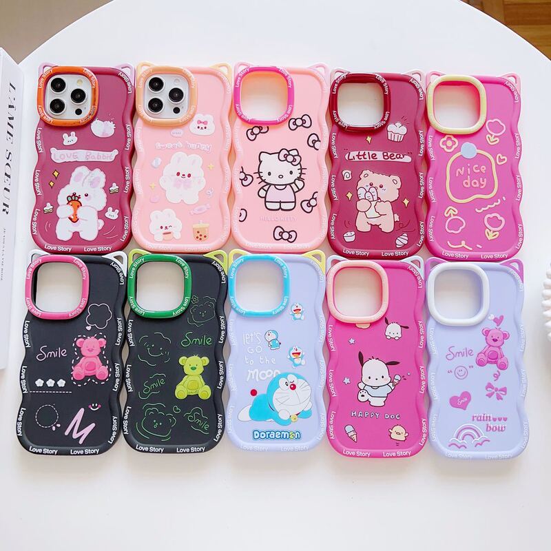 Cat Ear Soft Apple Iphone16 Cartoon Cross-Border 15Promax Mobile Phone Case Color Picture Case Frosted Trendy Brand Protective Cover Cat Ear Soft Apple Iphone16 Cartoon Cross-Border 15Promax Mobile Phone Case Color Picture Case Frosted Trendy Brand Protective Cover