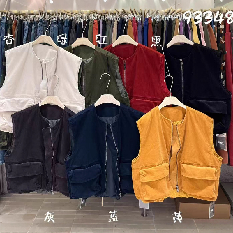 ZS2025秋新款女圆领日系马甲坎肩上衣开衫ins休闲款背心工装拉链|undefined