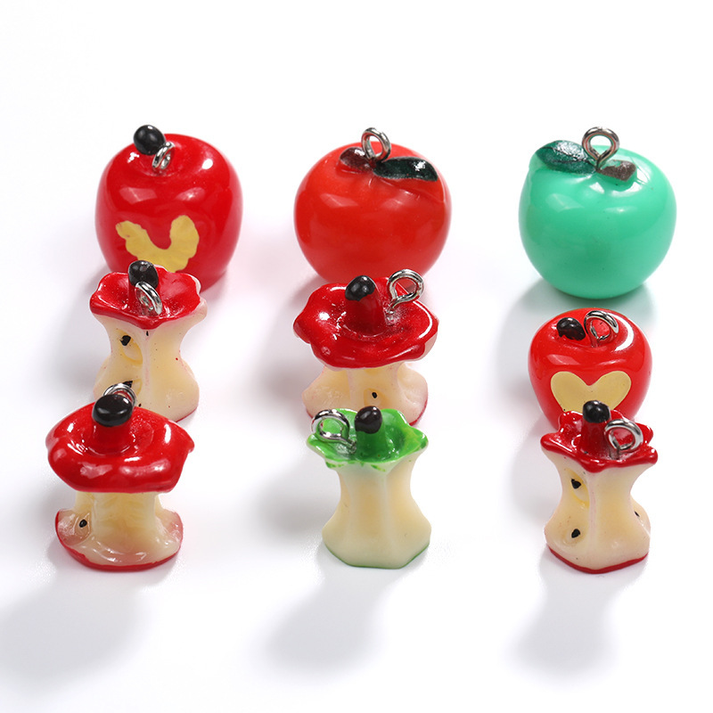 卸売かわいい模擬樹脂カラフルなフルーツリンゴリンゴの芯ペンダント diy ネックレス A800921|undefined