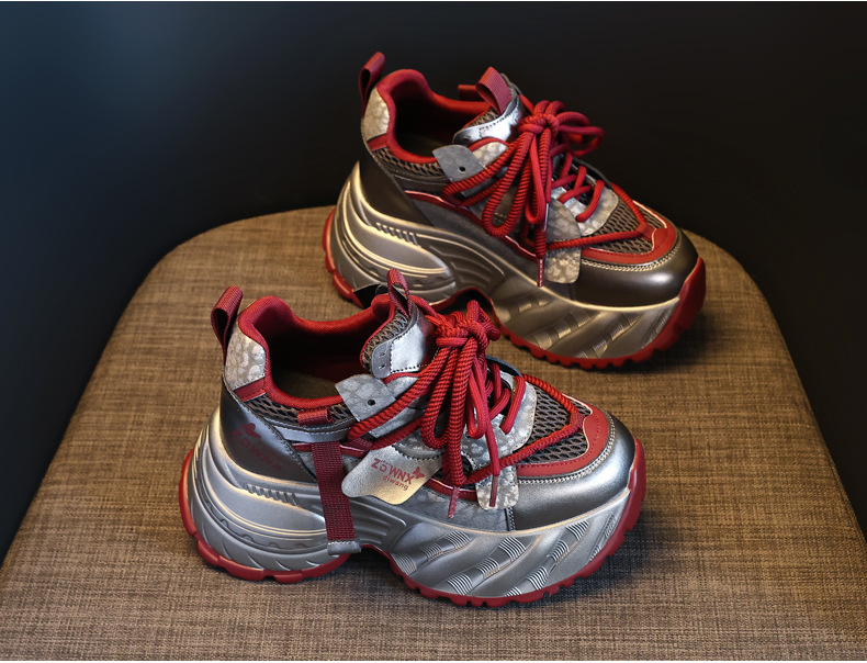 Giày sneaker nữ đế xuồng trắng thời trang, đế dày tăng chiều cao 9.5 cm — màu be chi tiết 5