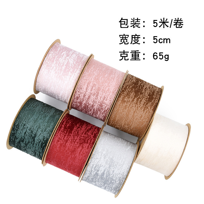 Nuevo color de contraste transfronterizo de tela de terciopelo de gamuza flores de regalo embalaje material de arco hecha a mano DIY cinta 5 metros