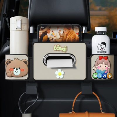 Car cup holder/beverage holder – Car Seat Back Multifunctional Cup - creamy-white-long-live-joy-series-4th-generation-seat-organizer