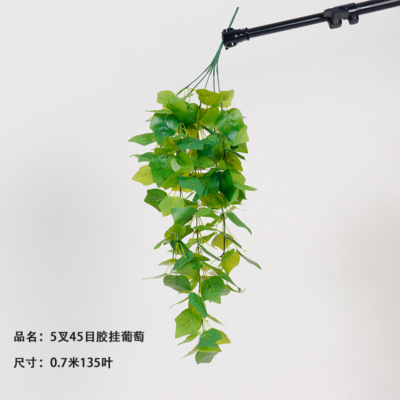 5 horquilla colgante de pegamento colgante de pared de plantas de simulación 7 horquilla pequeño haz de papas verdes hojas de papas decoración de pared interior colgante verde falsa