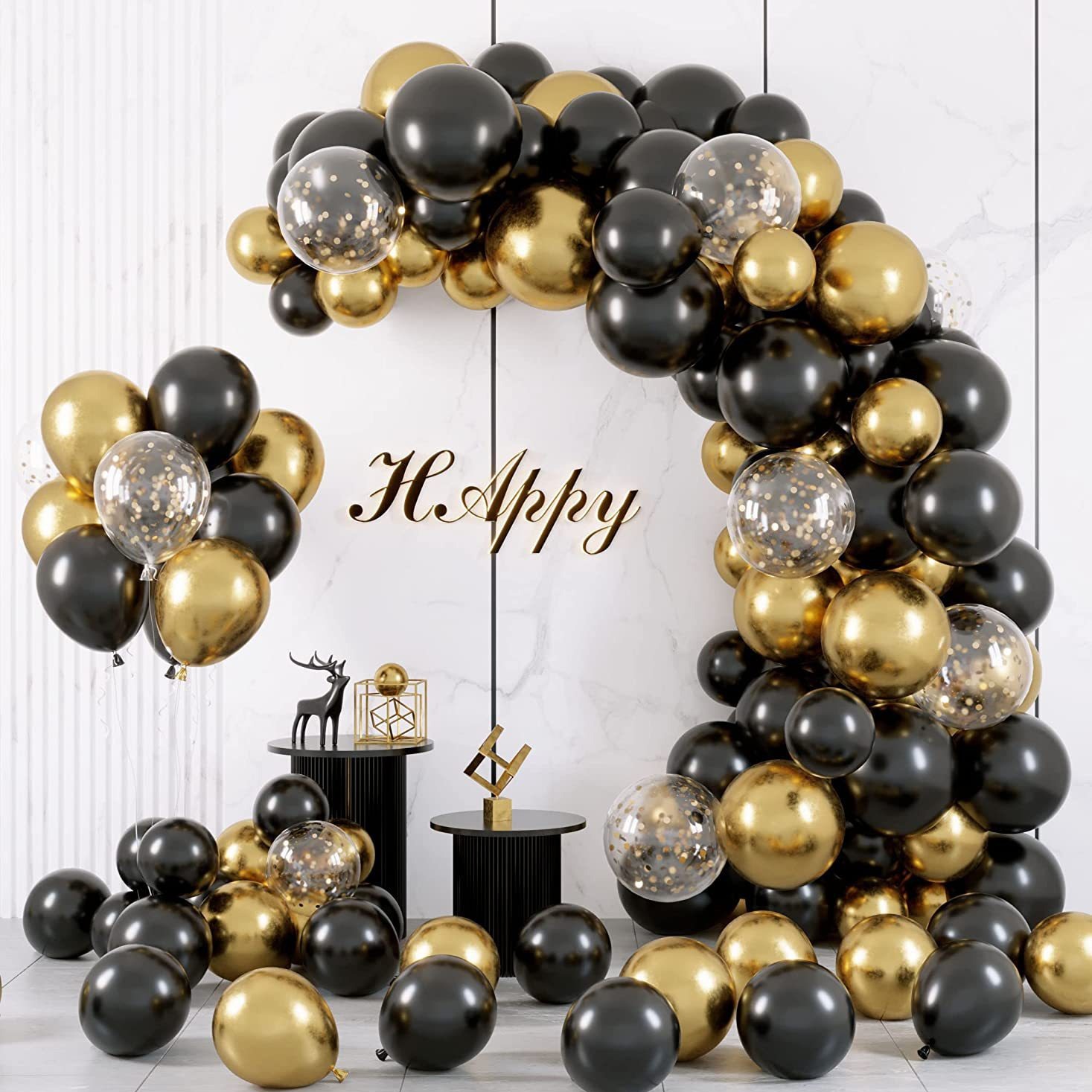 Cross-border black and gold balloon chain arch set wedding room wedding decoration first birthday party scene decoration wholesale