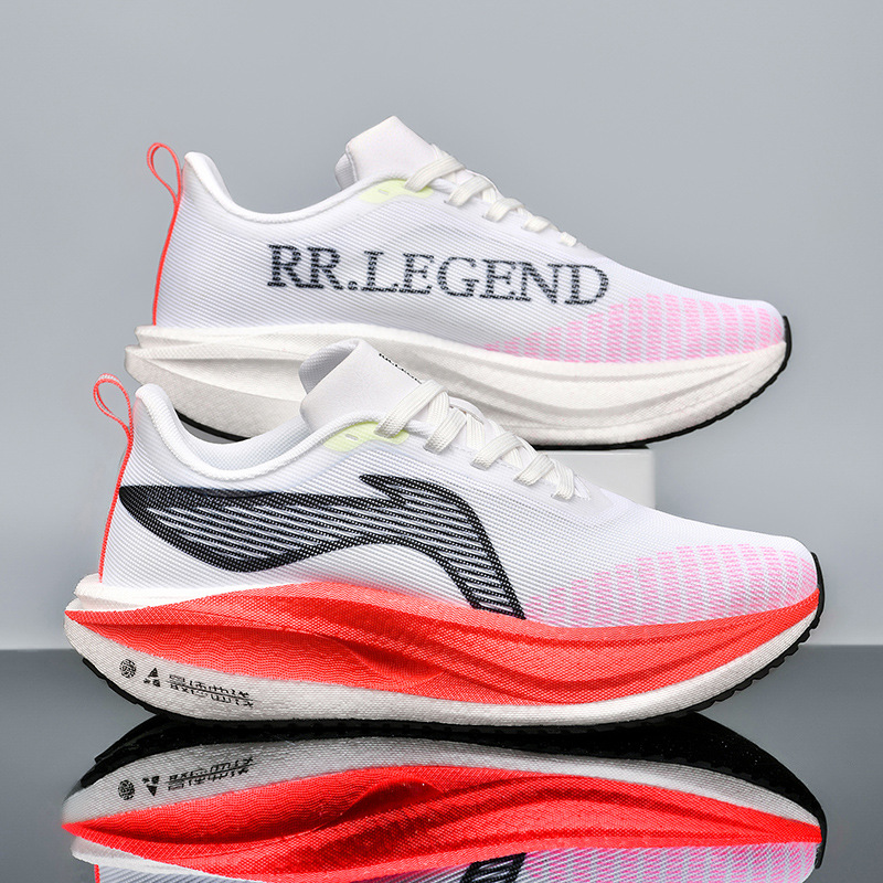 Zapatos deportivos de malla ultraligeros de marea nacional, transpirables y explosivos reales, zapatos para correr para estudiantes antideslizantes y resistentes al desgaste de suela gruesa retro para hombres y mujeres