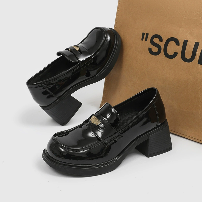 Женские Мокасины с квадратным носком 2023 новые туфли Мэри Джейн на высоком каблуке и массивном каблуке JK обувь британский стиль кожаные туфли