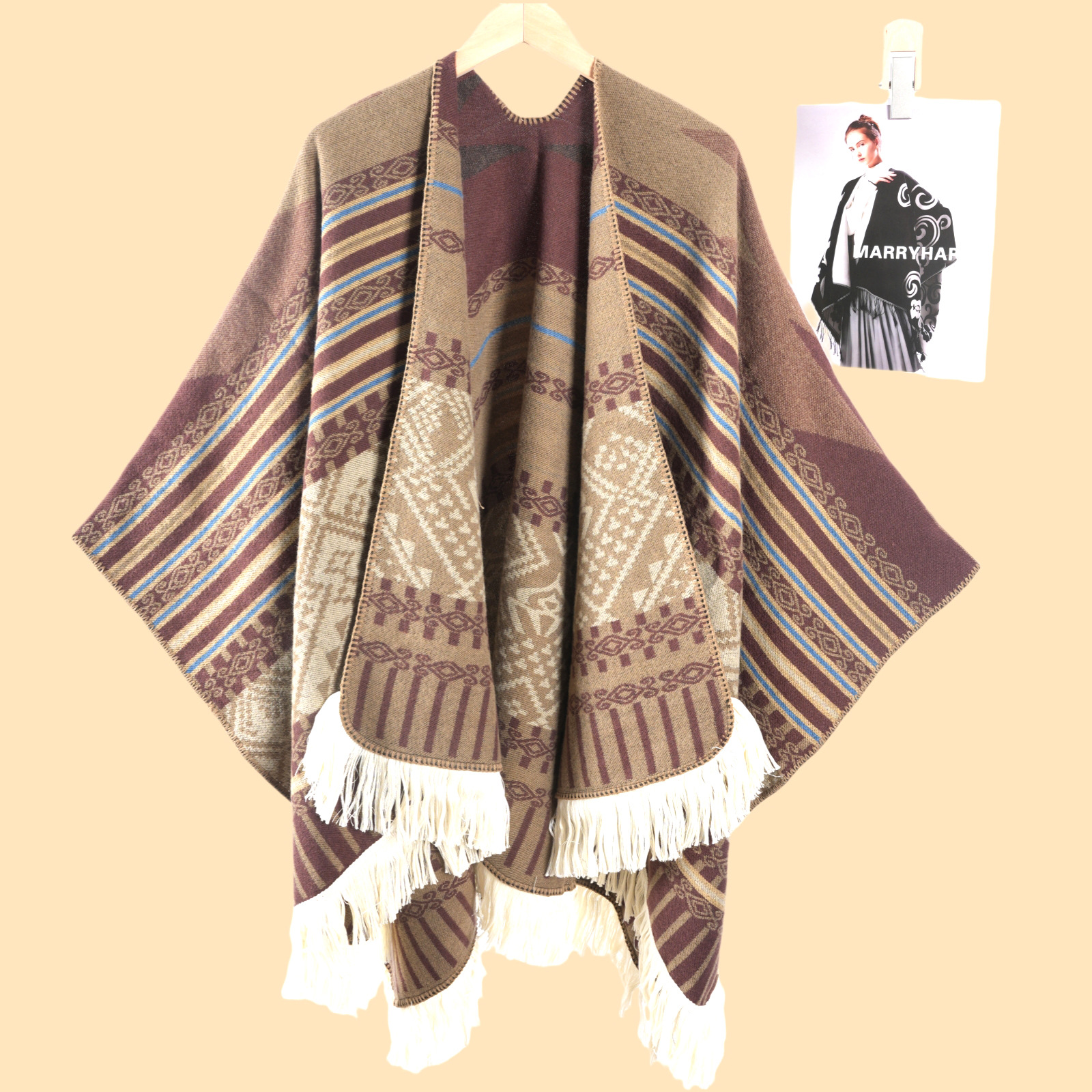 Damas retrógrado estilo nacional de lujo chal de viaje con una capa de capa de viaje del noroeste grande chal de horquilla nuevo