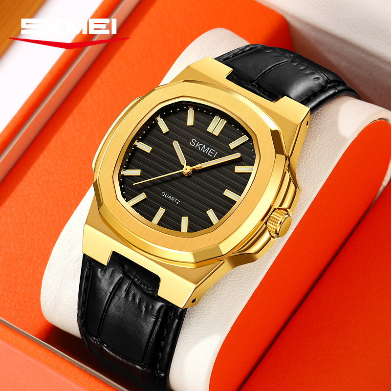 Momento de relojes de cuarzo para hombres impermeables nocrescentes correa de cuero relojes de negocios comercio exterior personalizado fábrica de fuente mayorista