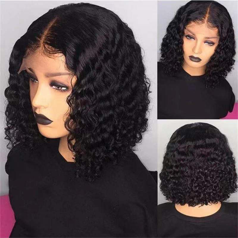 European and American wig Front Lace African Small Curly Water Ripple wig wig Ladies Gradient Color Short Curly Hair Manufacturers Wholesale