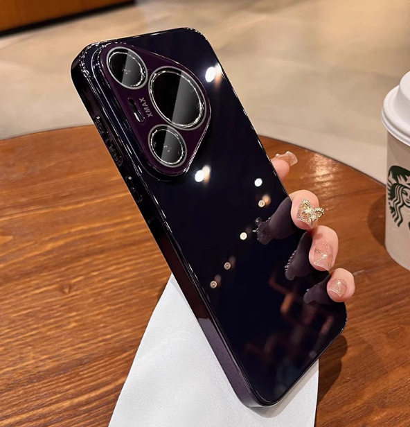 Enchapado en color puro Apple 16ProMax carcasa de vidrio cristal de hielo Huawei mate70pro carcasa del teléfono móvil para Huawei p70