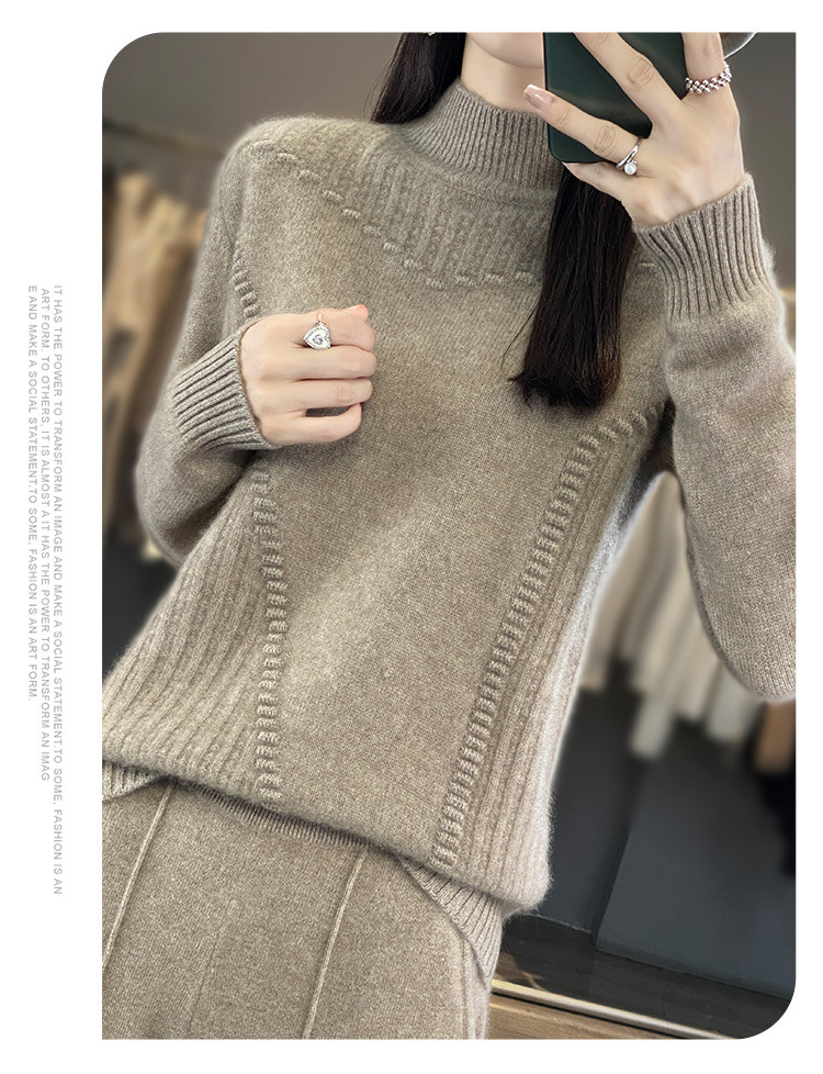 Cardigan da donna con motivo a onde a tamburo, tinta unita e spesso, collo alto, intimo, esterno, strato di base alla moda, maglione da donna_voghion.com