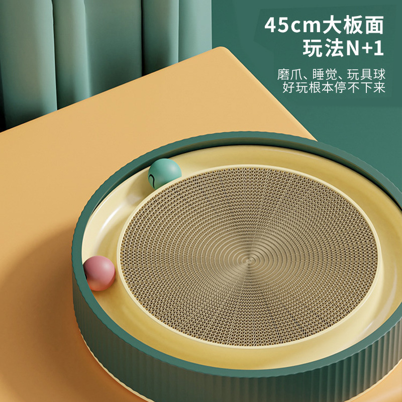 Tablero redondo del rasguño del gato con la bola 5-piece gato juguete del gato papel acanalado que muele la garra juguete resistente al desgaste tocadiscos del gato al por mayor