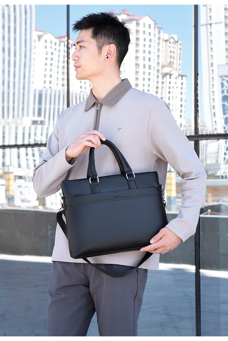 2025 Business Bag Men's laptop bag pu large Capacity Trendy single-shoulder hand-carry men's bag briefcase undefined