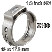 100PCS 1/2英寸PEX管卡箍 304不锈钢 快装卡箍无极PEX管道通用