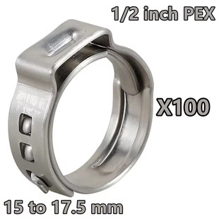 100PCS 1/2 inch PEX pipe clamp 304 stainless steel quick-fitting clamp stepless PEX pipe universal