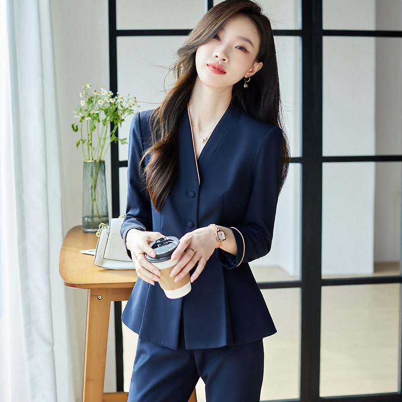Navy blue suit jacket women's beauty salon workwear jewelry shop hotel front desk business wear suit suit workwear Navy blue suit jacket women's beauty salon workwear jewelry shop hotel front desk business wear suit suit workwear