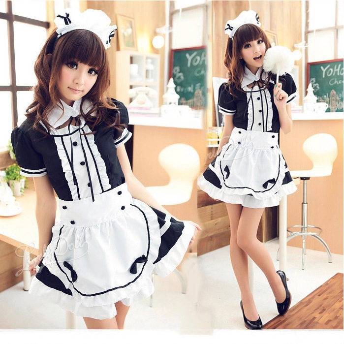 Light Sound Maid Cosplay Anime Black and White Red Halloween Performance Dress European and American Fantasy Dance Party