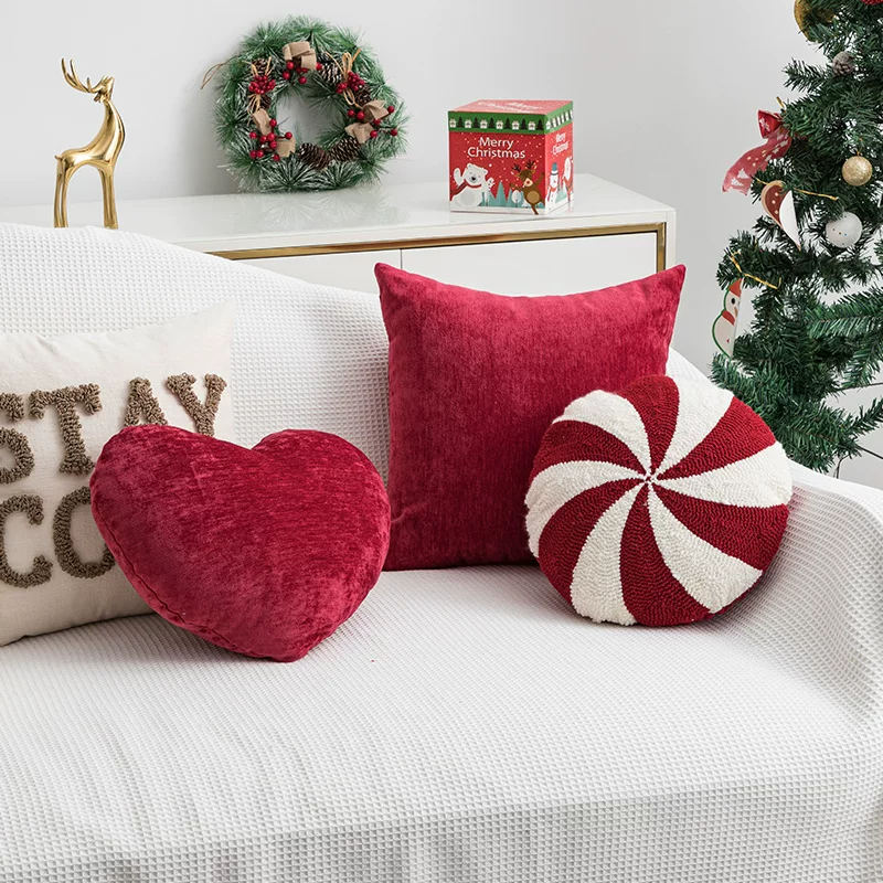 Декоративная подушка (INS Wind) с рождественским дизайном, 45×45 см, чехол из плюшевого велюра