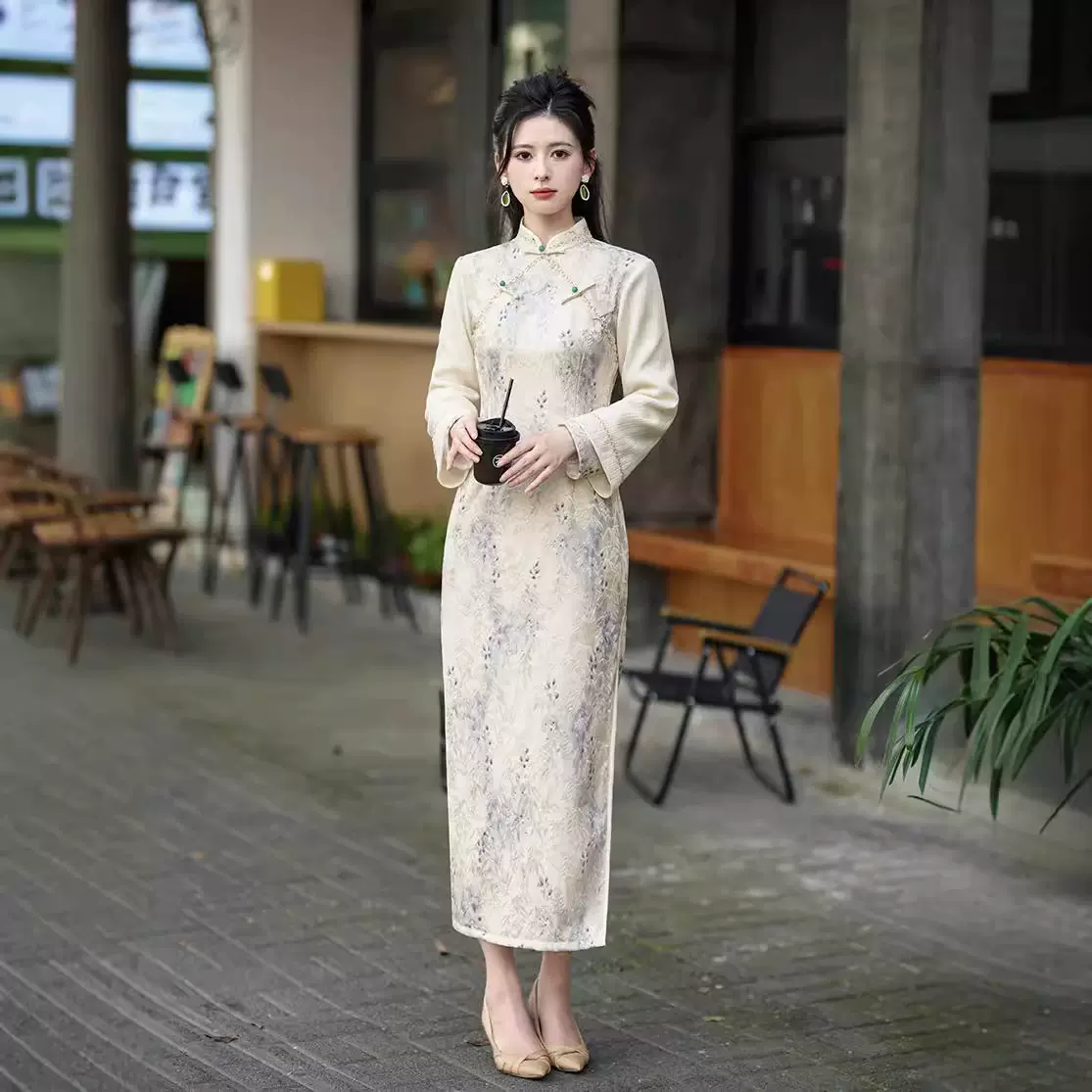 2024年冬季新款旗袍改良复古日常气质加绒