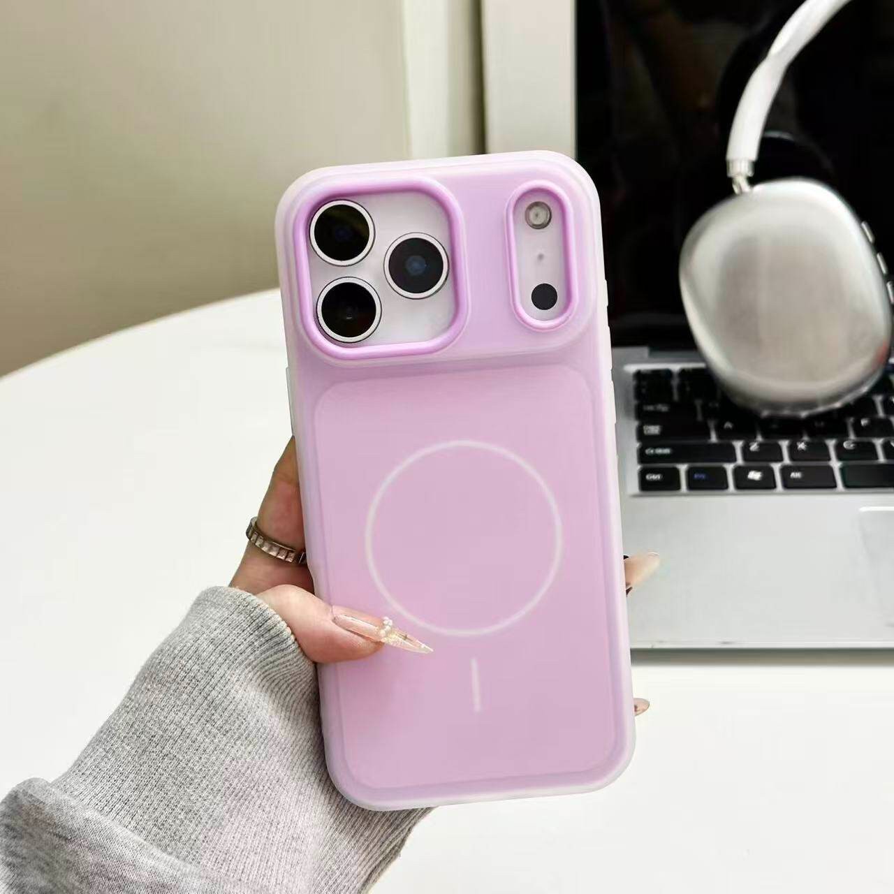 Nuevo magnetismo de jalea de dos colores 2 en 1 para iPhone17 para el teléfono celular de goma de manzana 11 sensación de piel esmerilada