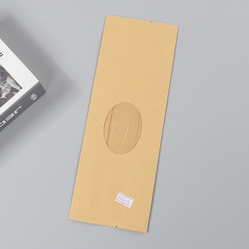 Spot bolsa de papel kraft con ventana transparente bolsa de embalaje de alimentos autosellada autoportante bolsa de té sellada de ocho lados fácil de rasgar