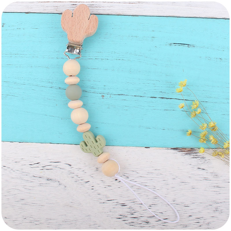 Suministros para bebés Beech cactus clip DIY de dibujos animados mordedor molar pulsera decorativa sonajero colgante conjunto de tres piezas