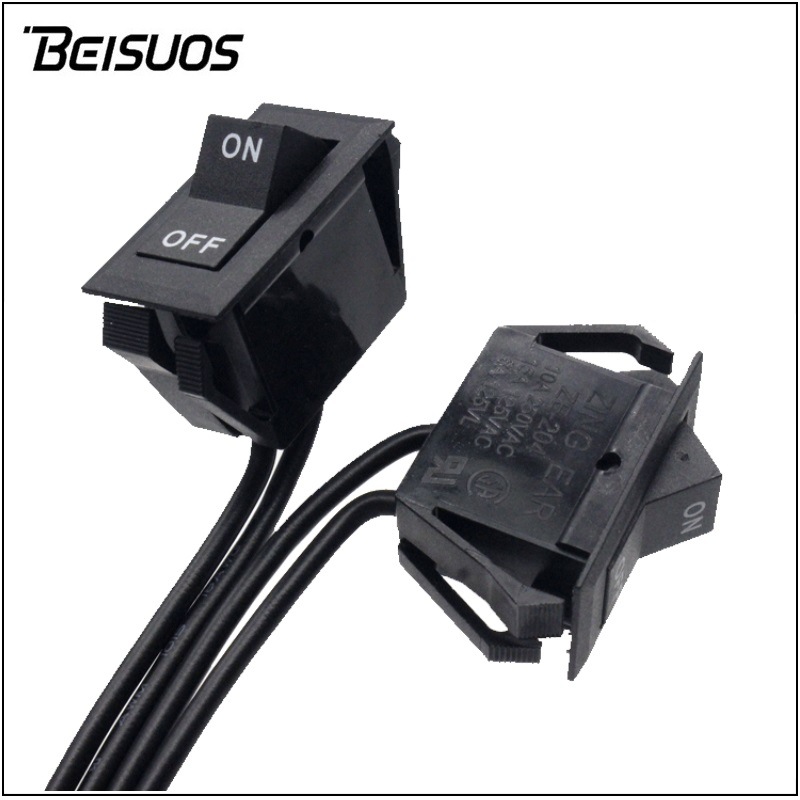 AC电源开关ZE-204翘板开关带线灯饰灯具开关ON-OFF方形船型开关