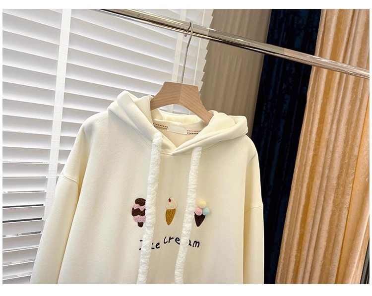 Hooded Solid Color Versatile Loose Student Hoodie Image 7