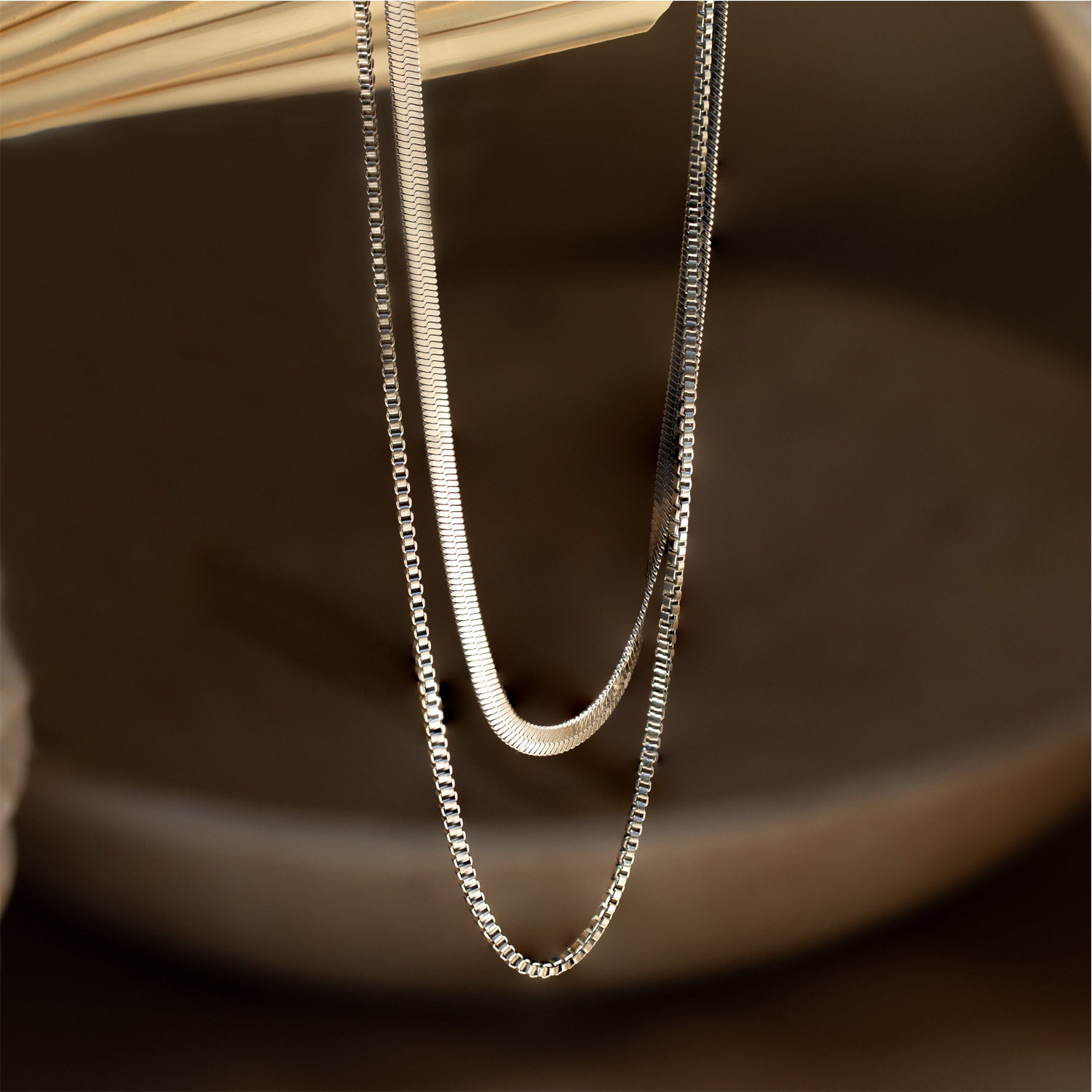 304 Stainless Steel Pendant Material Wholesale Jewelry Simple Style Classic Style Solid Color 304 Stainless Steel Plating Chain Layered Necklaces