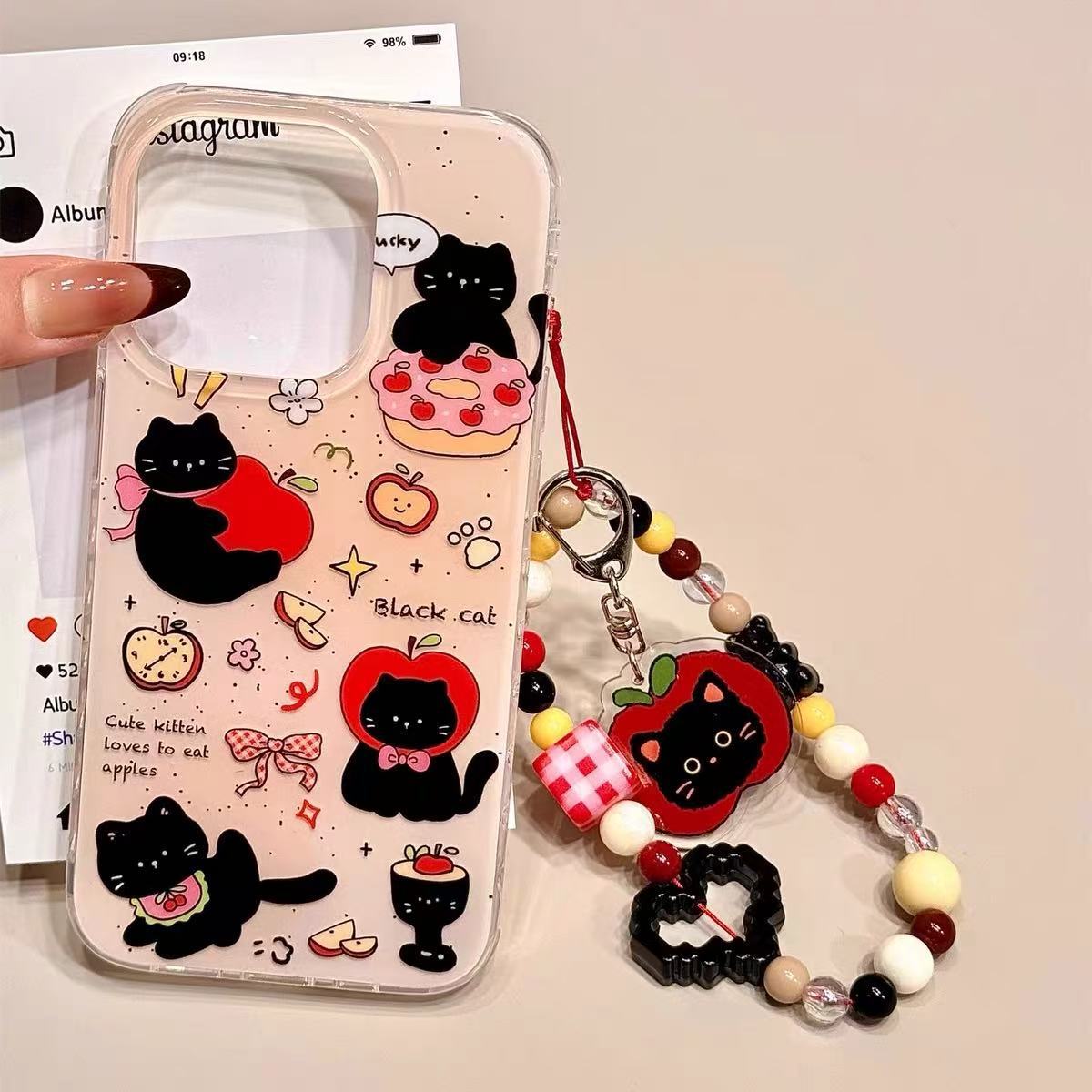 Funny ins lindo pastel gato para iphone16 soporte 15ProMax funda para teléfono 13 Apple 14P hembra