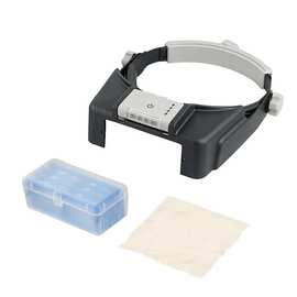 1套 颜色：图片色 材质：塑料 头戴式放大镜眼镜 USB充电4LED灯放