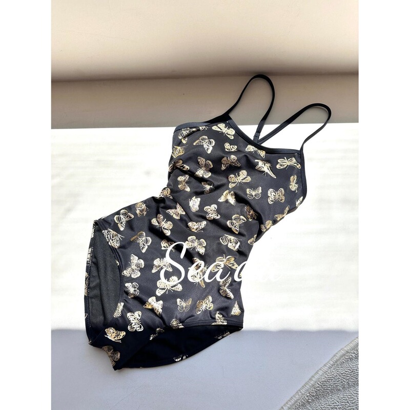 [Black Gold Butterfly] 2025 New Swimming Pool Racing Professional One-Piece Swimsuit Sports Swimwear Summer