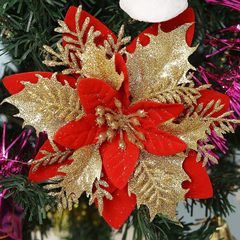 クロスボーダークリスマスデコレーションシミュレーションクリスマスフラワークリスマスツリーガーランドデコレーションメーカー卸売クリスマスフラワーゴールドパウダーフラワー