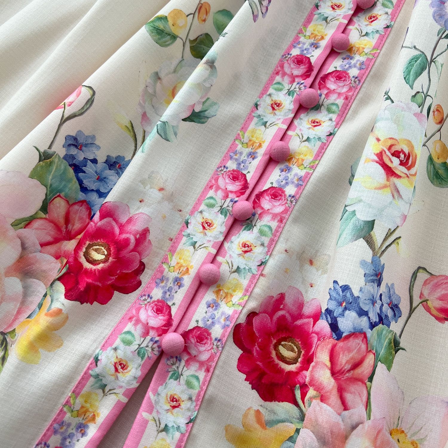 Women's Spring Resort Long Dress Lapel Lantern Sleeve Retro Print Waist Cinching Single Breasted Casual Elegant Fashion_ecoleips.com