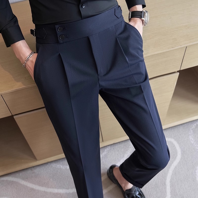 Naples Men's Trousers Spring and Autumn Thin High-End Business Casual Suit Pants Slim Fit Cropped Pants