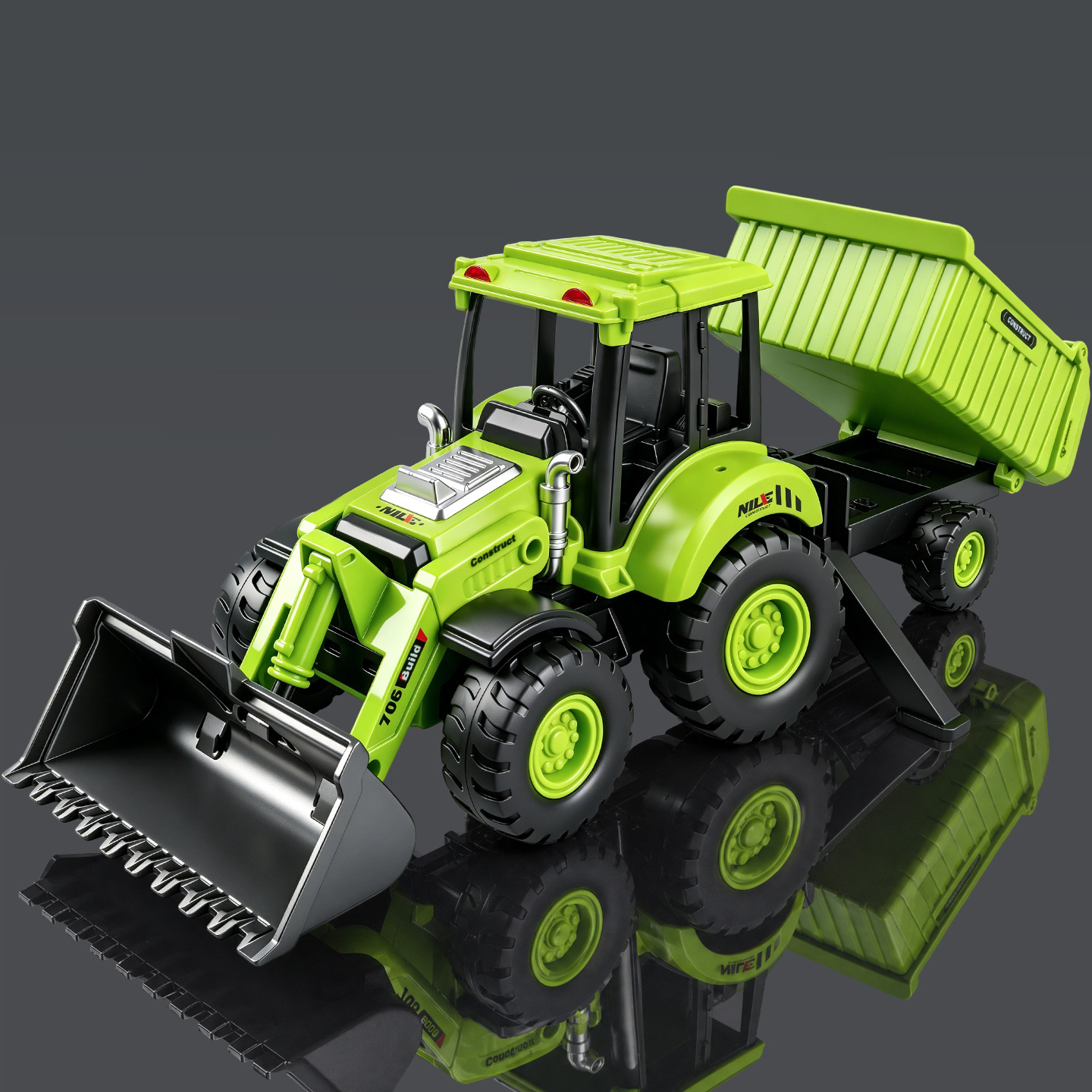 Multi-functional engineering vehicle excavator with shovel, children's inertia dump truck, bulldozer, engineering vehicle toy for boys