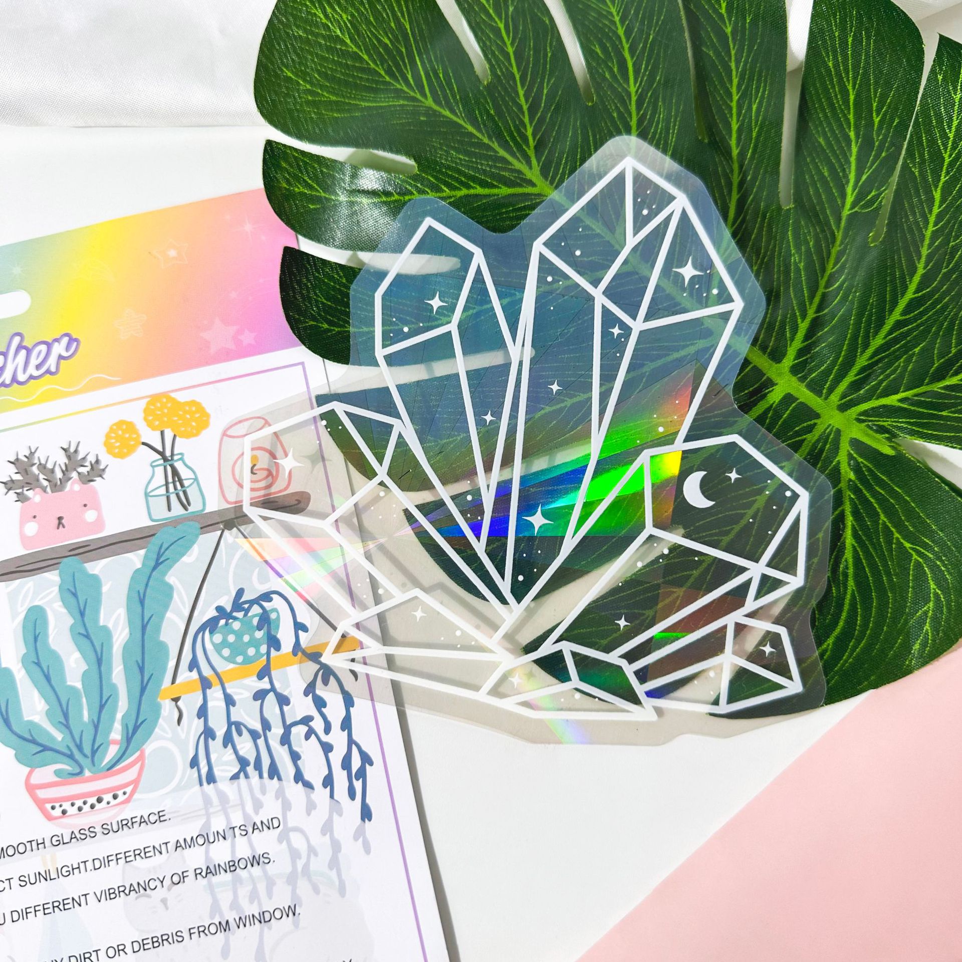New Sunshine Catcher Colorful Anti Collision Glass Home Decoration with Adhesive Prism Laser Window Sticker_voghion.com
