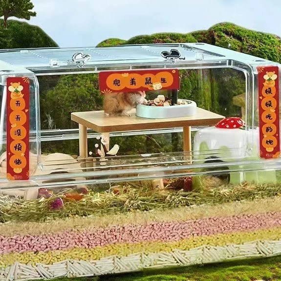 Клетка хомяка куплет весенний фестиваль счастливого нового года маленький куплет золотой медведь кролик клетка декорация креативная наклейка на дверь