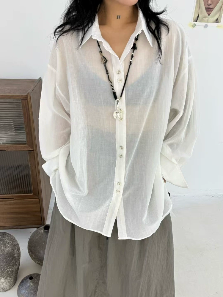Summer long-sleeve, shirt, Korean style, oversize, plus size, sun protection