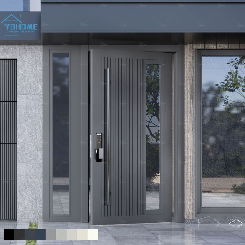 Foreign Trade Export Cast Aluminum Door Villa Door Anti-Theft Door Entry High-End Smart Door with Window Metal Hinge Door