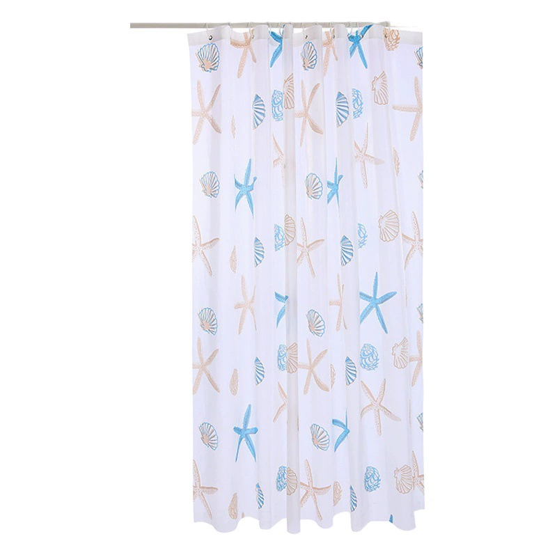 Amazon PEVA занавеска для душа в виде морской звезды, утолщенная занавеска для душа без дырокола с принтом, водонепроницаемая и устойчивая к плесени занавеска для перегородки в ванной комнате